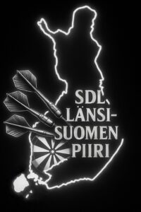 Suomen Dartsliiton Länsi-Suomen piiri logo mustavalkoinen Suomen kartta